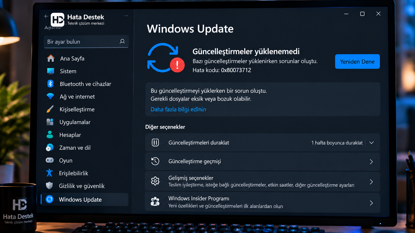Windows 11 Windows Update ekranında 0x80073712 güncelleme hatası